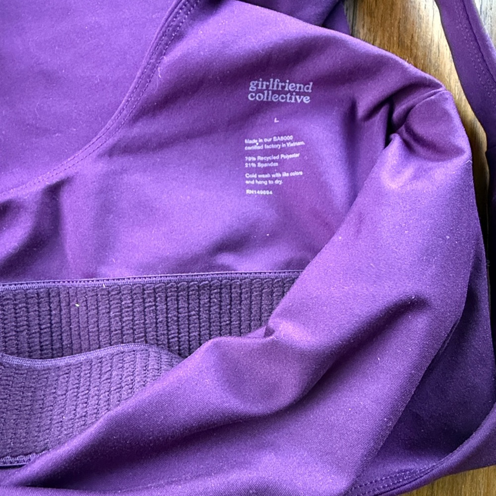 Girlfriend Collective Eggplant Bike Unitard - Picture 4 of 5
